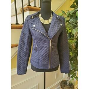 Stradivarius Navy Coat Full Zip Size Small